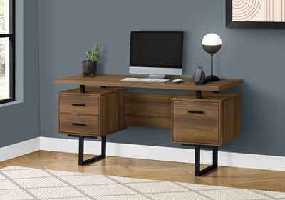 Computer Desk - 60"L / Walnut / Black Metal - I 7625