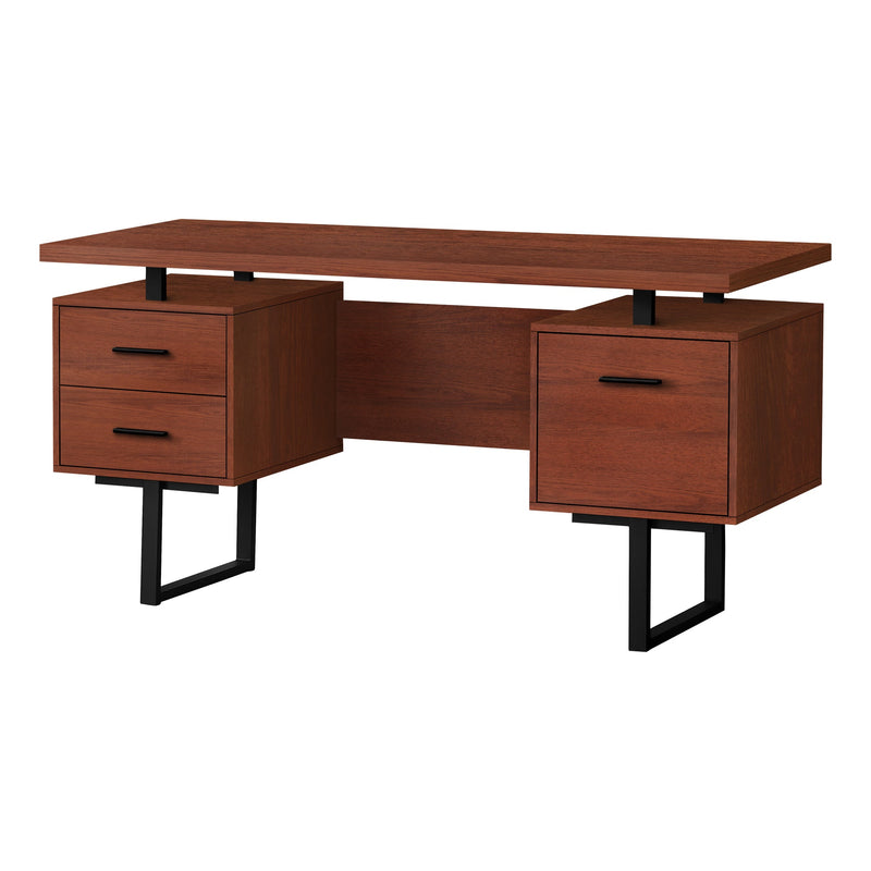 Computer Desk - 60"L / Cherry / Black Metal - I 7626