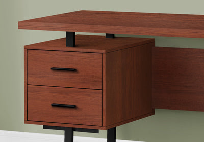 Computer Desk - 60"L / Cherry / Black Metal - I 7626