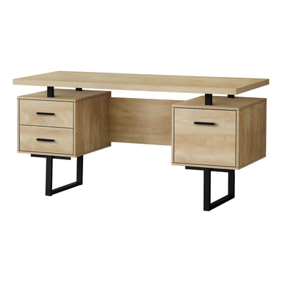 Computer Desk - 60"L / Natural / Black Metal - I 7628