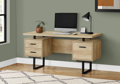 Computer Desk - 60"L / Natural / Black Metal - I 7628