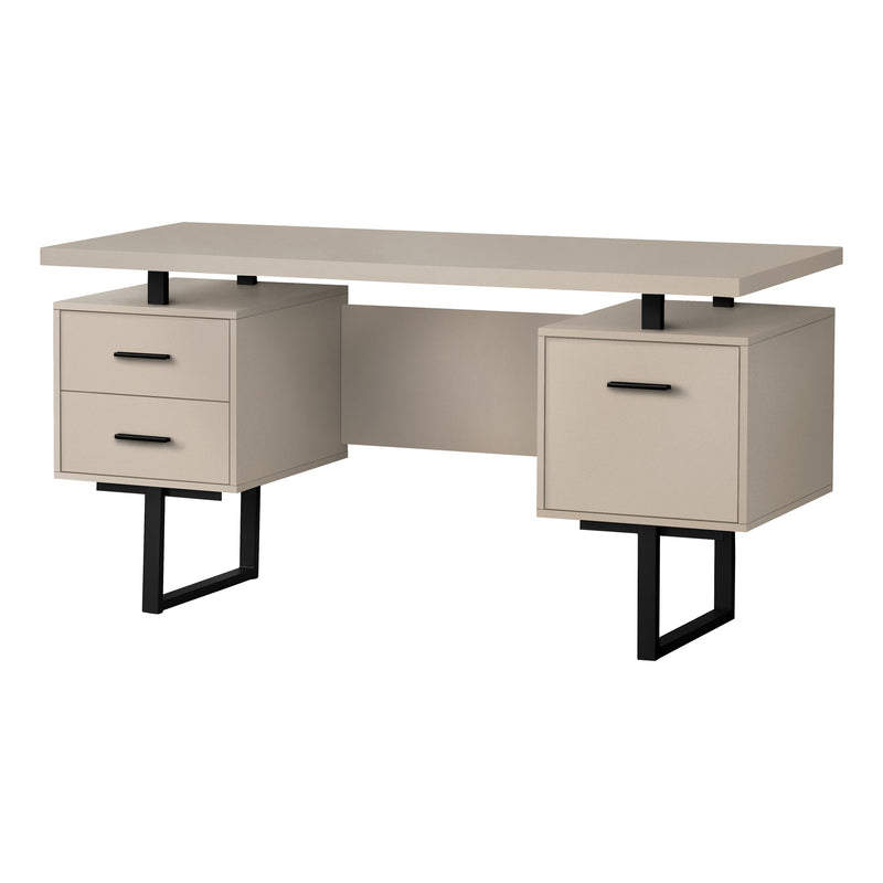 Computer Desk - 60"L / Modern Taupe / Black Metal - I 7629