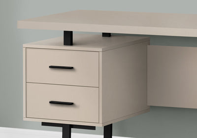 Computer Desk - 60"L / Modern Taupe / Black Metal - I 7629