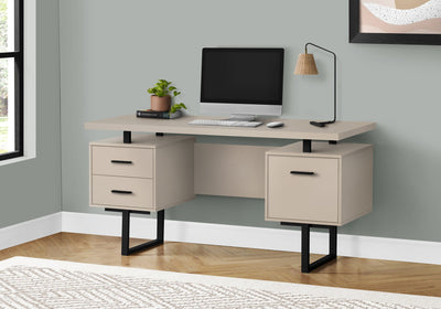 Computer Desk - 60"L / Modern Taupe / Black Metal - I 7629