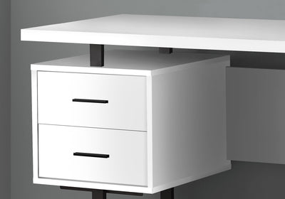 Computer Desk - 60"L / White / Black Metal - I 7631