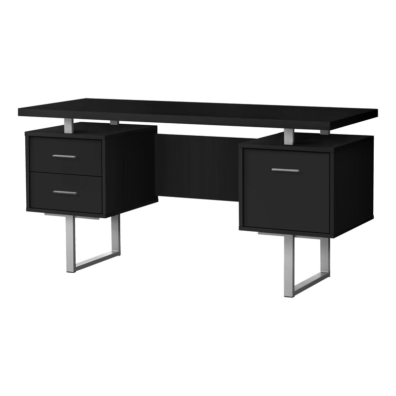 Computer Desk - 60"L / Black / Silver Metal - I 7634