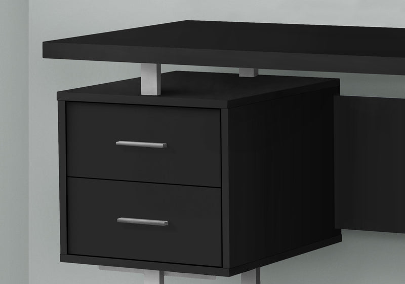 Computer Desk - 60"L / Black / Silver Metal - I 7634