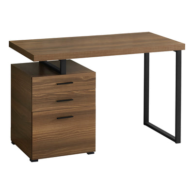 Computer Desk - 48"L / Walnut / Black Metal / L/R Face - I 7640