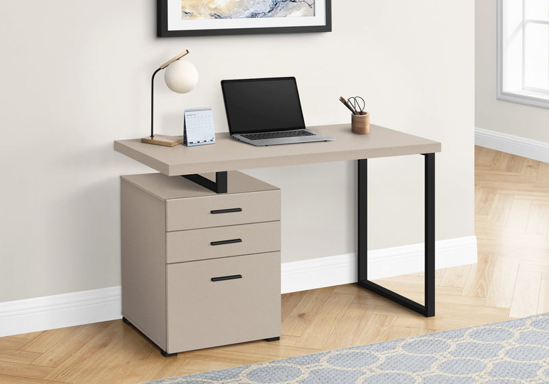 Computer Desk - 48"L / Modern Taupe / Black Metal / L/R - I 7644