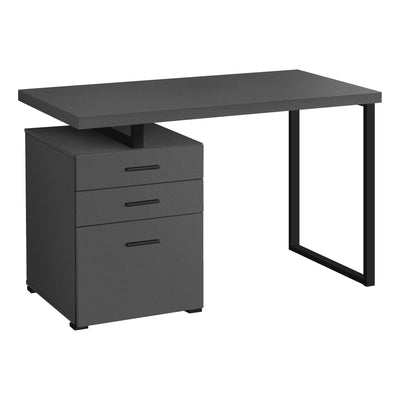 Computer Desk - 48"L / Modern Grey / Black Metal / L/R - I 7645