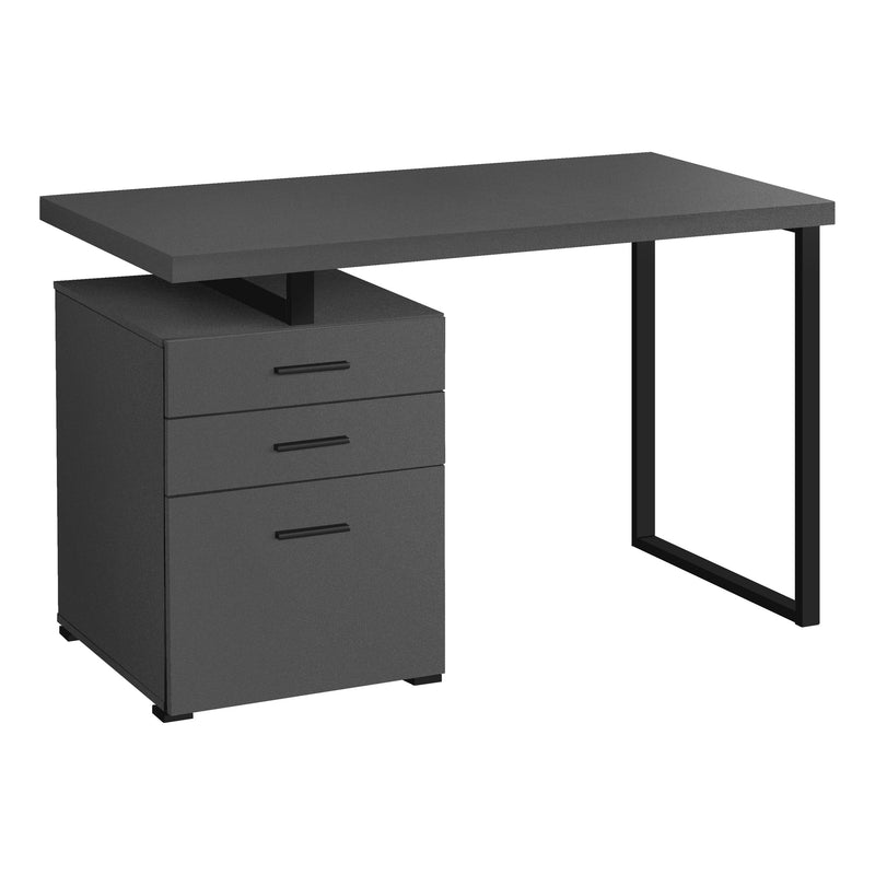 Computer Desk - 48"L / Modern Grey / Black Metal / L/R - I 7645