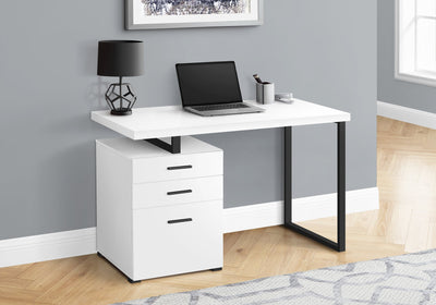 Computer Desk - 48"L / White / Black Metal / L/R Face - I 7646