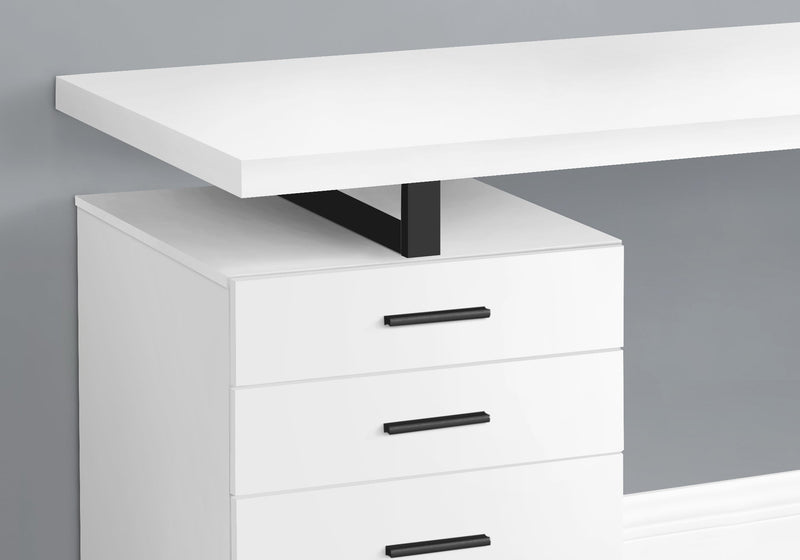 Computer Desk - 48"L / White / Black Metal / L/R Face - I 7646