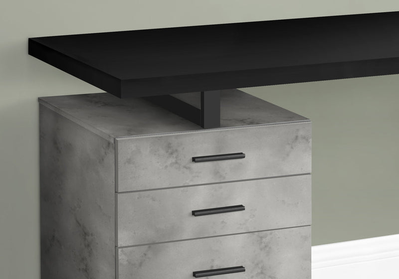 Computer Desk - 48"L / Black/ Concrete/ Black Metal / L/R - I 7647