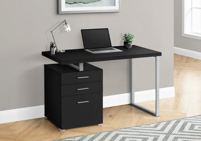 Computer Desk - 48"L / Black / Silver Metal / L/R Face - I 7649