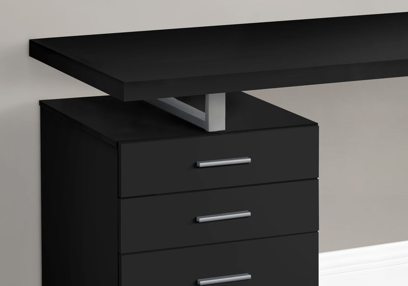 Computer Desk - 48"L / Black / Silver Metal / L/R Face - I 7649