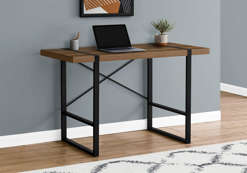 Computer Desk - 48"L / Walnut / Black Metal - I 7655