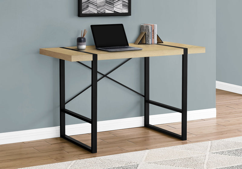 Computer Desk - 48"L / Natural / Black Metal - I 7658