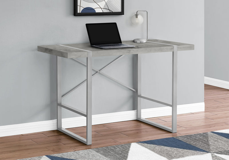 Computer Desk - 48"L / Grey Concrete-Look / Silver Metal - I 7662