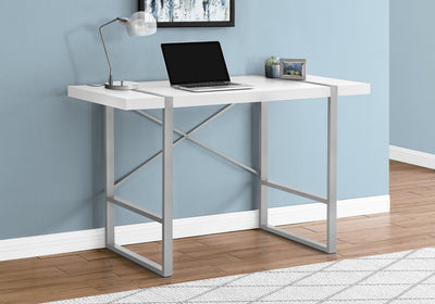 Computer Desk - 48"L / White / Silver Metal - I 7663