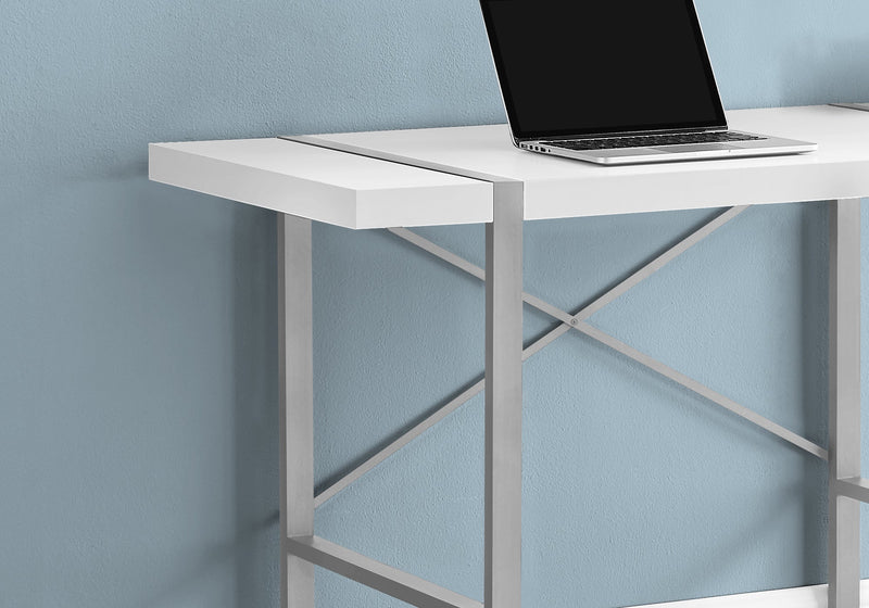 Computer Desk - 48"L / White / Silver Metal - I 7663