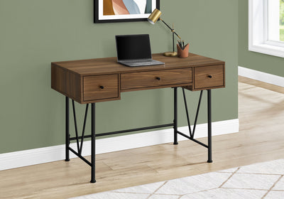 Computer Desk - 48"L / Walnut / Black Metal - I 7670