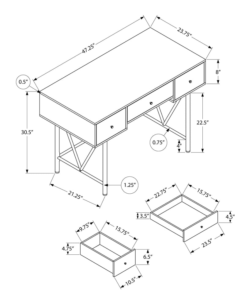 Computer Desk - 48"L / Walnut / Black Metal - I 7670