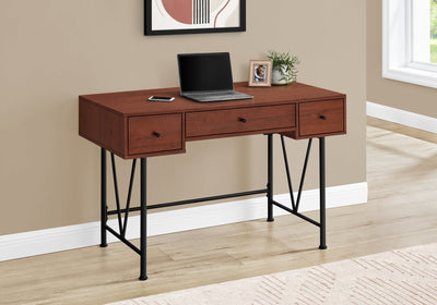 Computer Desk - 48"L / Cherry / Black Metal - I 7671