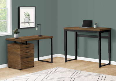 Computer Desk - 48"L / Walnut / Adj.Height/ Black Metal - I 7675