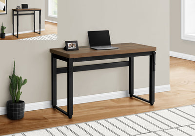 Computer Desk - 48"L / Walnut / Adj.Height/ Black Metal - I 7675