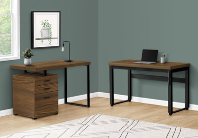 Computer Desk - 48"L / Walnut / Adj.Height/ Black Metal - I 7675