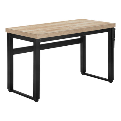 Computer Desk - 48"L / Natural / Adj.Height/ Black Metal - I 7678