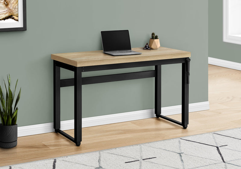 Computer Desk - 48"L / Natural / Adj.Height/ Black Metal - I 7678