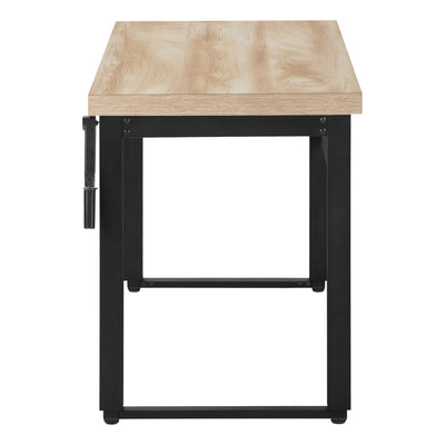 Computer Desk - 48"L / Natural / Adj.Height/ Black Metal - I 7678