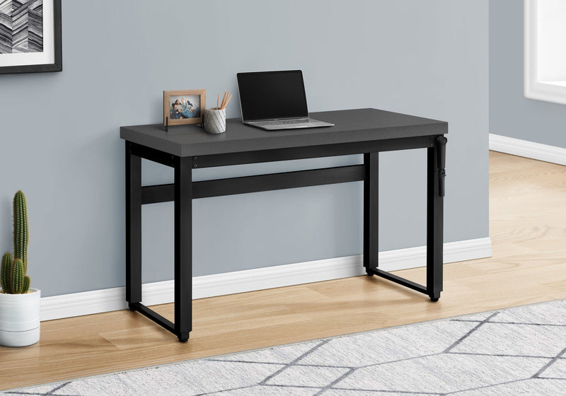 Computer Desk - 48"L / Modern Grey / Adj.Height/ Black - I 7680