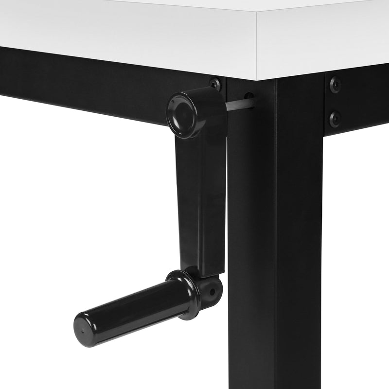 Computer Desk - 48"L / White / Adj.Height/ Black Metal - I 7681