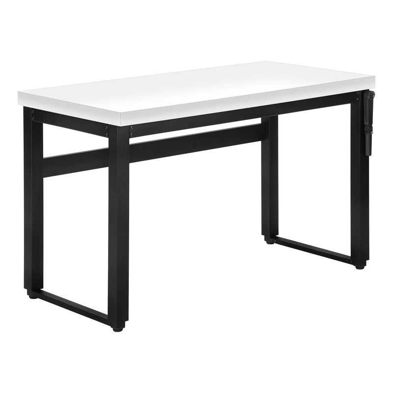 Computer Desk - 48"L / White / Adj.Height/ Black Metal - I 7681