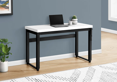 Computer Desk - 48"L / White / Adj.Height/ Black Metal - I 7681