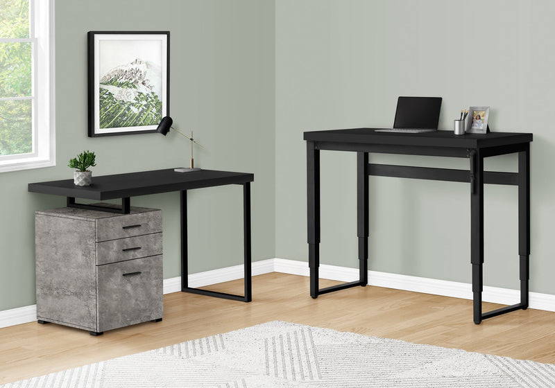 Computer Desk - 48"L / Black / Adj.Height/ Black Metal - I 7682