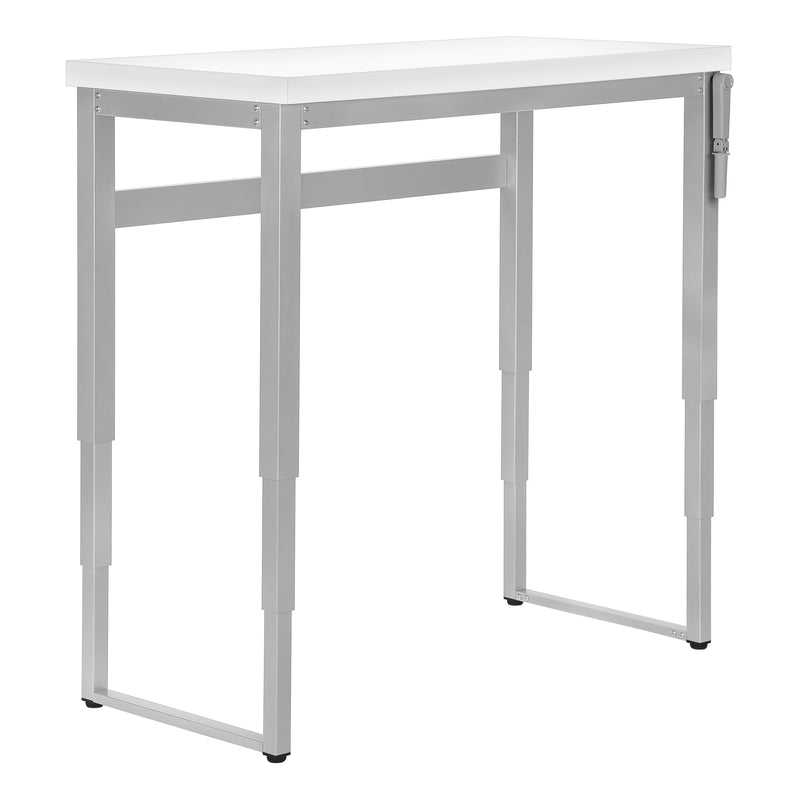 Computer Desk - 48"L / White / Adj.Height/ Silver Metal - I 7683