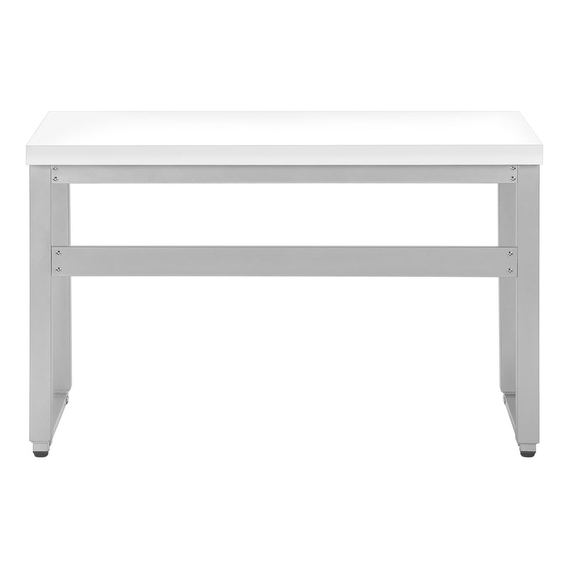 Computer Desk - 48"L / White / Adj.Height/ Silver Metal - I 7683