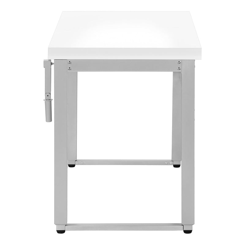 Computer Desk - 48"L / White / Adj.Height/ Silver Metal - I 7683