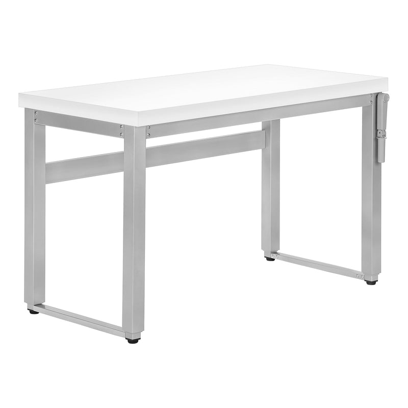 Computer Desk - 48"L / White / Adj.Height/ Silver Metal - I 7683