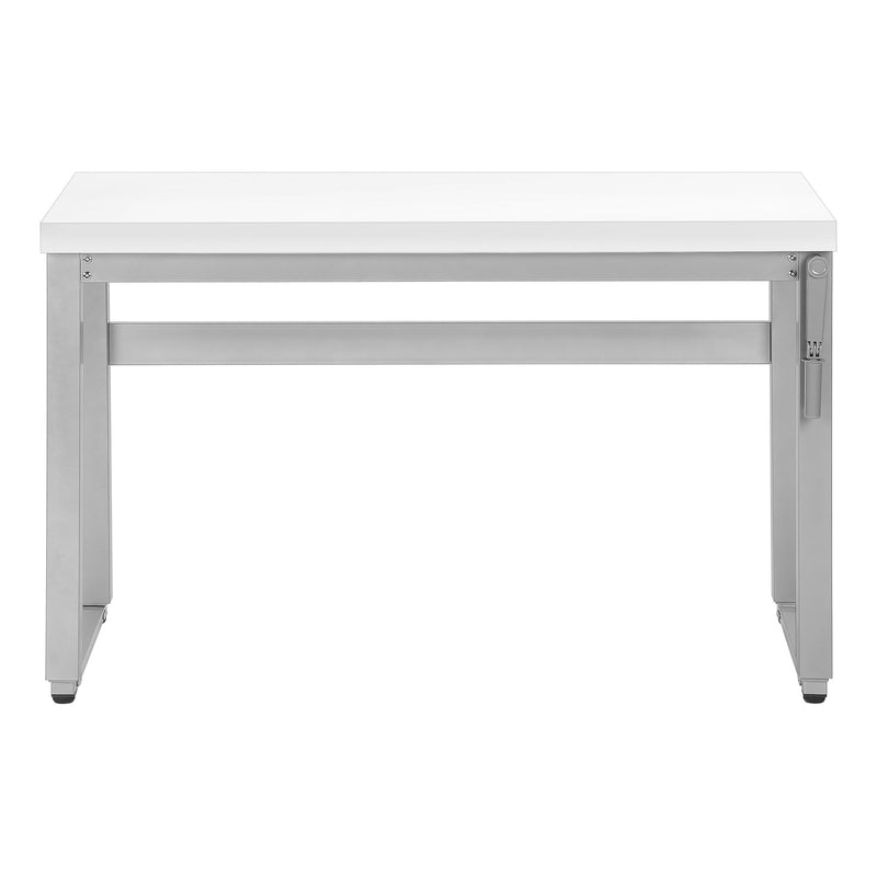 Computer Desk - 48"L / White / Adj.Height/ Silver Metal - I 7683