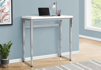 Computer Desk - 48"L / White / Adj.Height/ Silver Metal - I 7683