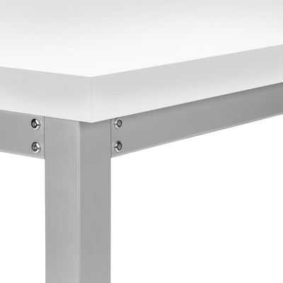 Computer Desk - 48"L / White / Adj.Height/ Silver Metal - I 7683