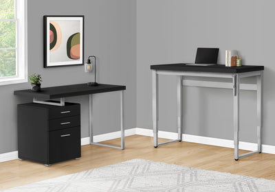 Computer Desk - 48"L / Black / Adj.Height/ Silver Metal - I 7684