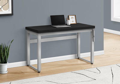 Computer Desk - 48"L / Black / Adj.Height/ Silver Metal - I 7684