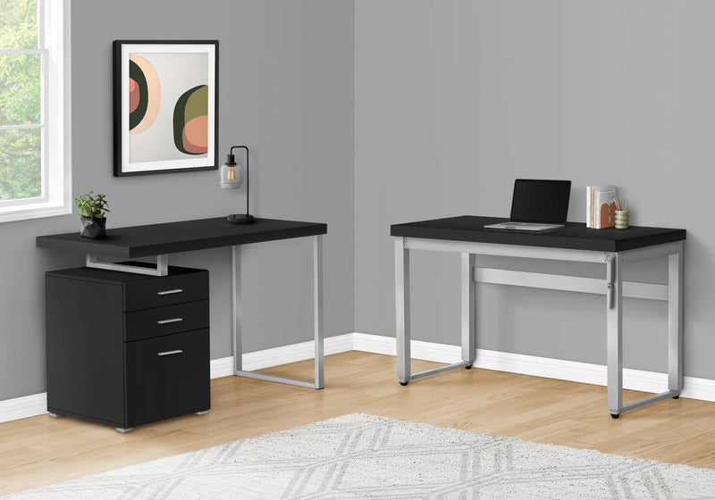 Computer Desk - 48"L / Black / Adj.Height/ Silver Metal - I 7684