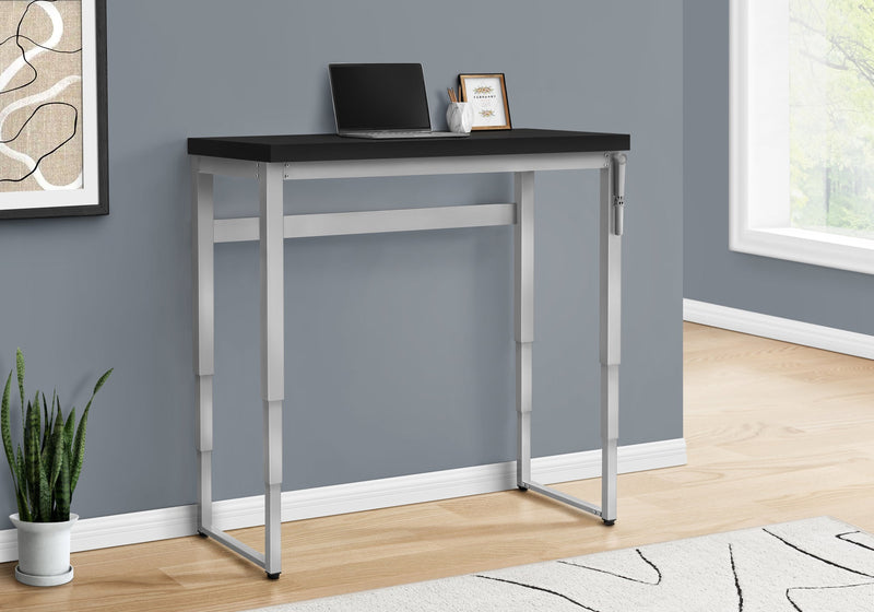 Computer Desk - 48"L / Black / Adj.Height/ Silver Metal - I 7684